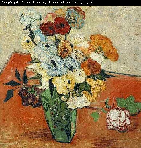 Vincent Van Gogh Japanese Vase with Roses and Anemones